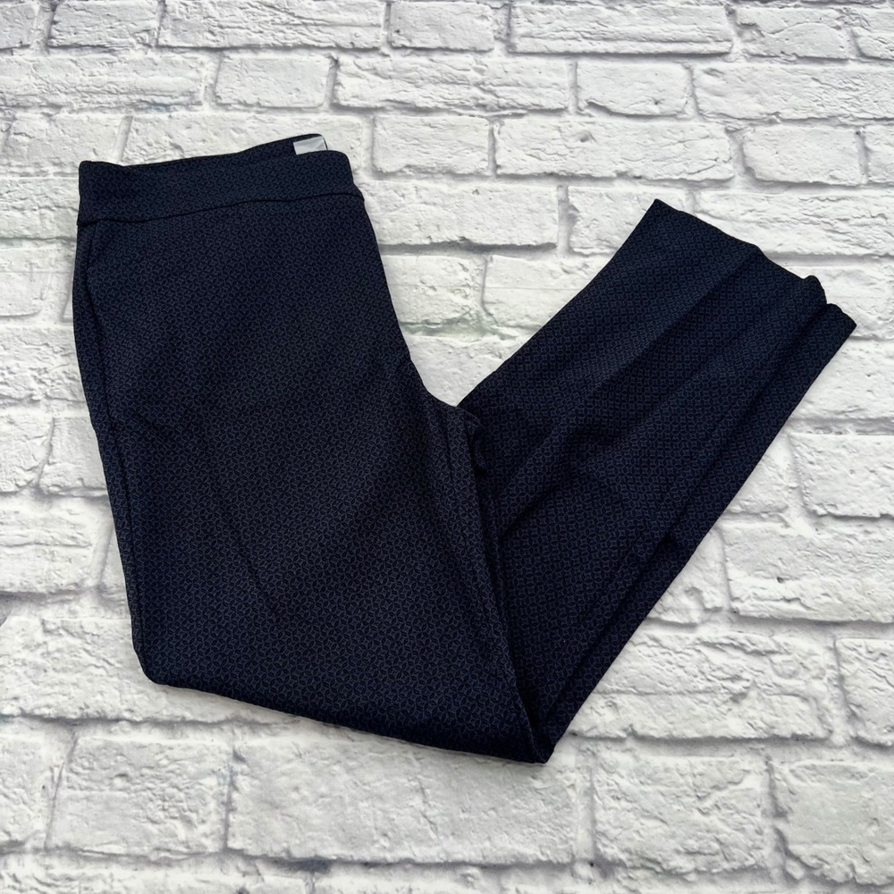 Chicos Womens Dark Blue Geometric Textured Skinny Leg Pants Size 0.5R US 6R